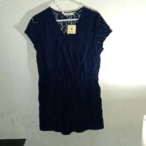 Navy blue lace romper